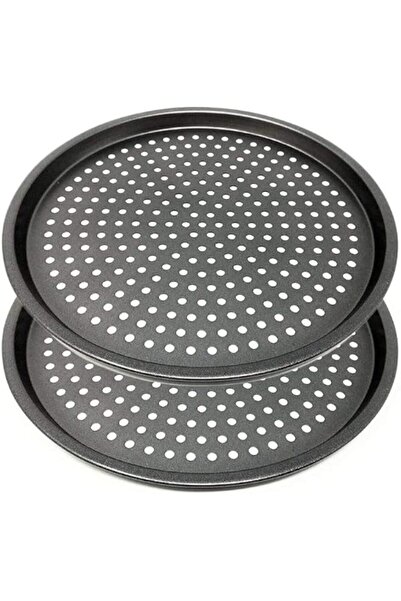 Generic ANXI 2PCS/set Carbon Steel Nonstick Pizza Baking Pan Tray Pizza Plate...