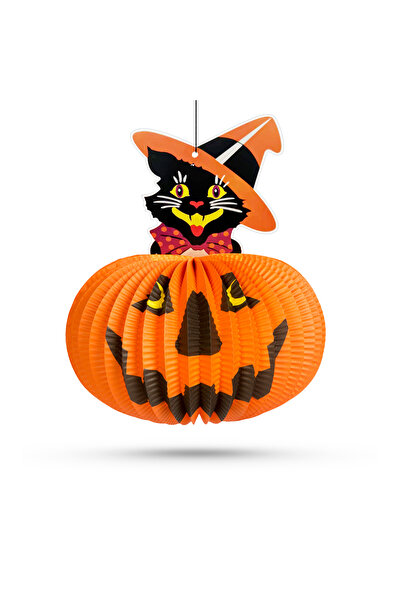 Alista Home Halloween pumpkin lantern with cat, 26 cm