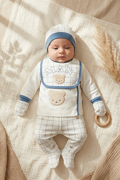 Gaye Nuvola Teddy Bear Embroidered 5-Piece Baby Hospital Discharge Set - 100%...