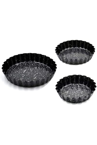 Generic Prestige Granite Stone 3Pc Multipurpose Tart Oan Set | Black - PR48787