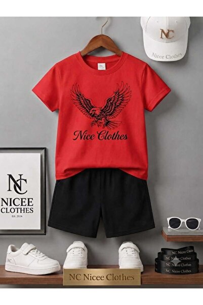 Leto Lykia Summer Children's T-Shirt Shorts Unisex (Black Eagle Printed)