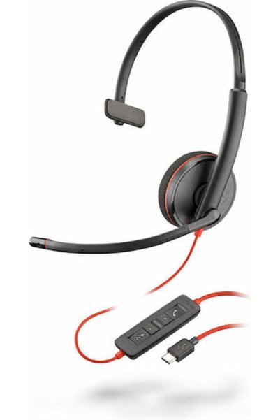 Poly Blackwire 3210 USB-C Ακουστικά Πολυμέσων Επί του Αυτιού με Μικρόφωνο