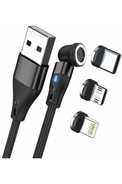 realpower Μαγνητικό καλώδιο USB σε Lightning / Type-C / micro USB 0,2μ 3Α (43...