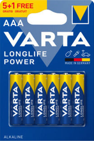 Varta Μπαταρίες Αλκαλικές Longlife Power AAA 1.5V 6 τεμάχια Κωδικός: 01.001.0161