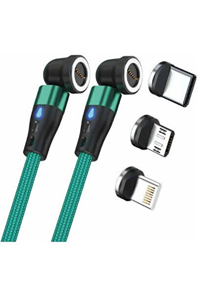 realpower Πλεκτό καλώδιο USB σε Lightning / Type-C / micro USB 1μ Πράσινο (43...