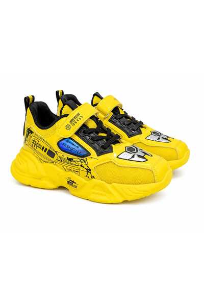 Generic Kids’ Yellow & Black Fashion Casual Sneakers with Velcro Strap