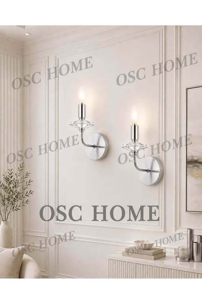 OSC HOME Modern Luxury Chrome Silver Wall Sconce 2 Pieces