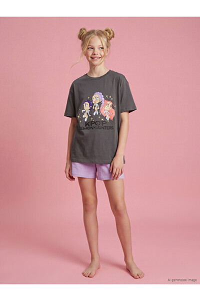 LC Waikiki I K-Pop Demon Hunters Printed Girls' Shorts Pajama Set from Freeze...