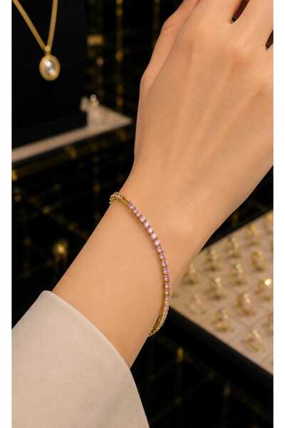 ELANORAFORYOU Pink Stone Gold and Silver Waterway Steel Bracelet – Women's Br...