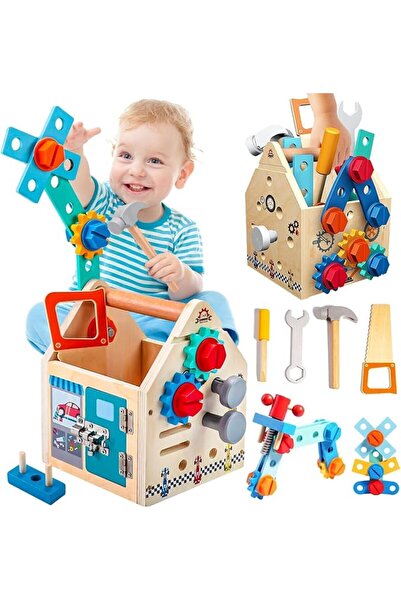 UANDME Wooden Tool Set, 33 PCS Kids Tools Montessori Toys with Box, Bench, To...