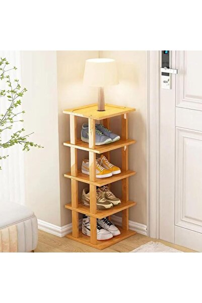 Yelajoy Bamboo Shoe Rack 5 Tier, Tall Narrow Shoe Rack Organizer for Small Sp...
