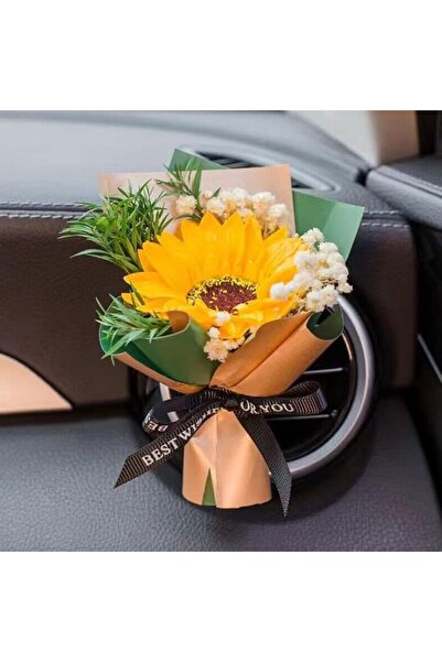 KASTWAVE Car Air Vent Clips, Mini Dried Flowers Bouquet, Yellow Floral Car Pe...