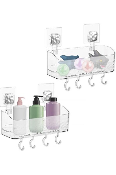 KASTWAVE 2Pcs Bath Toy Storage Holder, Bathtub Organizer with Suction Cups, N...