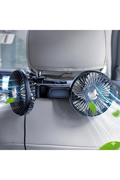 SYOSI Dual Head Car Cooling Fan for Back Seat, USB Powered 3-Speed 12V Rotata...