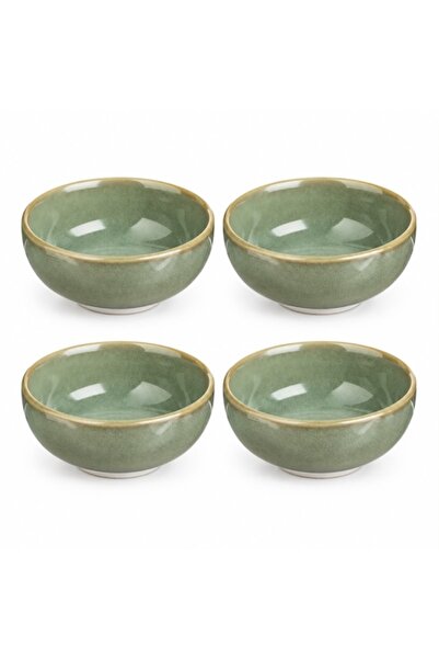 IRO Set de 4 boluri rotunde din ceramică, verde lime, lucrate manual, 90 ml –...