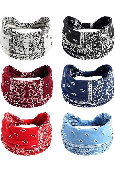 OriTi Boho Headbands 6 Pack Wide Knotted Head Bands Stretch Turban Headwraps ...