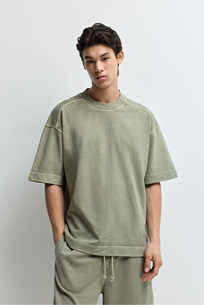 LEFTIES Soluk efektli kısa kollu sweatshirt