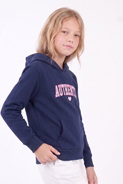 FYK KİDS Girl's Printed Kangaroo Pocket Long Sleeve Hooded Sweatshirt
