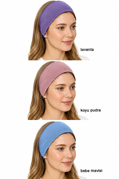 A8 Kurumsal Hizmetler 3'lü Silikonlu Kaymaz Bandana Seti - Pudra, Bebe Mavisi...