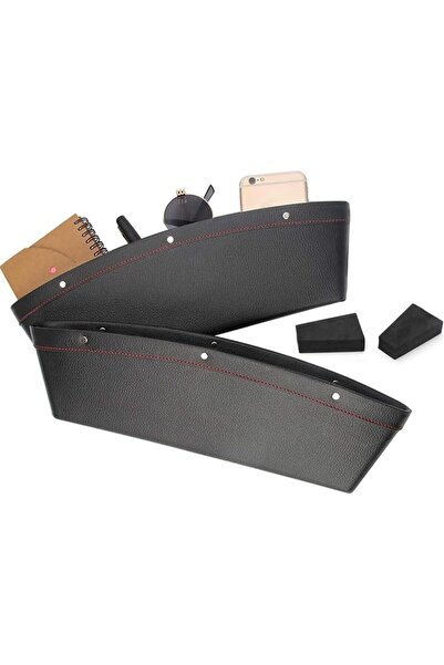 HALAMODO 2 Set Car Seat Gap Organizer, PU Full Leather Crevice Storage Box Un...