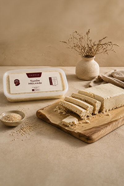 FARMİO Şekersiz Tahin Helvası - 500 gr - Hurma Suyu ile Tatlandırılmış