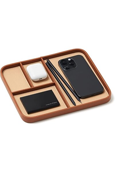 Generic Leather Valet Tray, Sand Brown, Premium Vegan Leather, Stylish Nights...