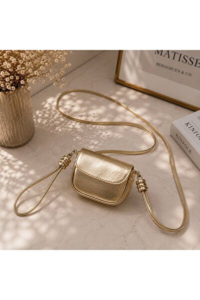 MAISONE Gold Luna Mini Women's Crossbody Bag with Knot Detail and Adjustable ...