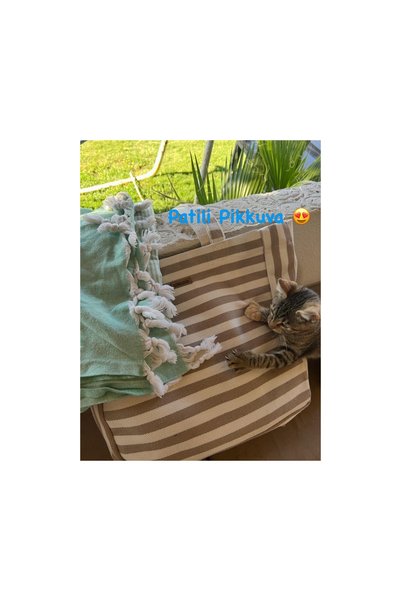 Pikkuva Beige Striped Beach Bag
