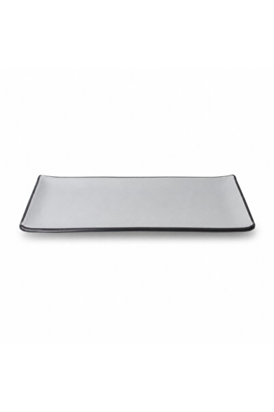 genric Black and Gunmetal Rectangular Melamine Platter 38 cm