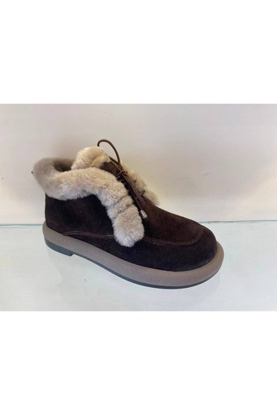 MARCO ROCCO Genuine Leather Fur Lace-Up Boots Women's Shoes