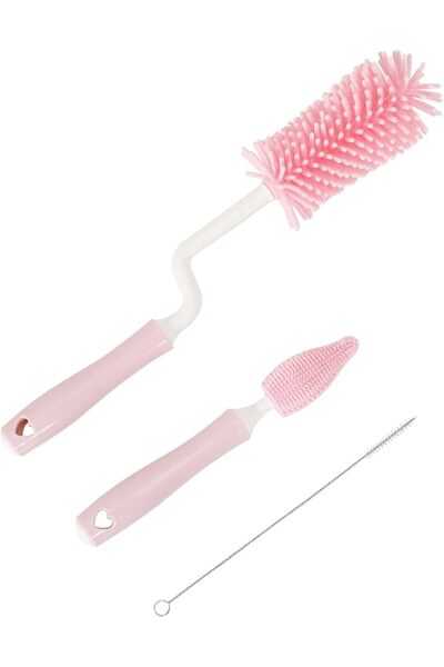 SWIUKPHE 3Pcs Silicone Baby Bottle Brush Set, Soft Cleaner for Teats, Straws,...
