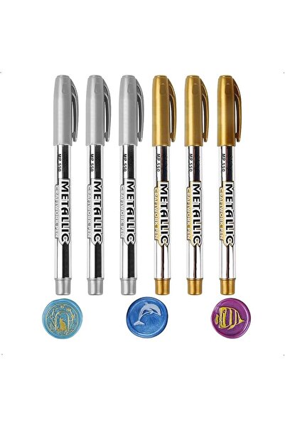 Aputue Metallic Brush Marker Pens, 6 Count Fine Point Gold and Silver Permane...