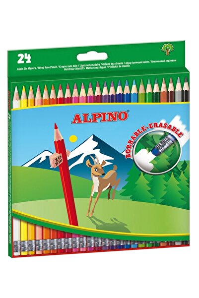 Alpıno Цветни моливи с гумичка, картонена кутия, 24 цвята/комплект, изтриваем...