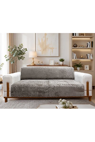 AnlamHome Premium Kabartmalı Koltuk Örtüsü – Kaymaz Taban Yumuşak Peluş Dokul...