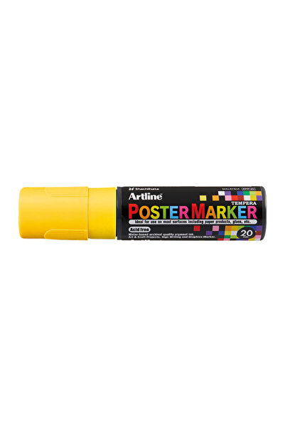 artline Poster Marker, Plastic Body, Beveled Tip 20Mm - Yellow, 20 mm