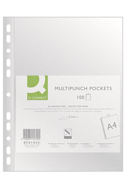Q-Connect Folie Protectie Pentru Documente A4, 50 Microni, 100 Folii/Set, - T...