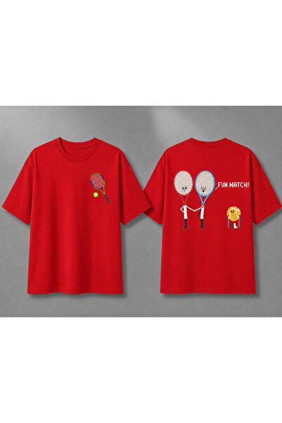 VODEXA Unisex Oversize Tennis Printed T-Shirt 100% Cotton Tennis Themed Comfo...