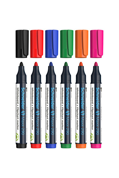 SCHNEIDER Maxx 290 Marker, For Whiteboard+Flipchart, Round Tip 2-3Mm, 6 Color...