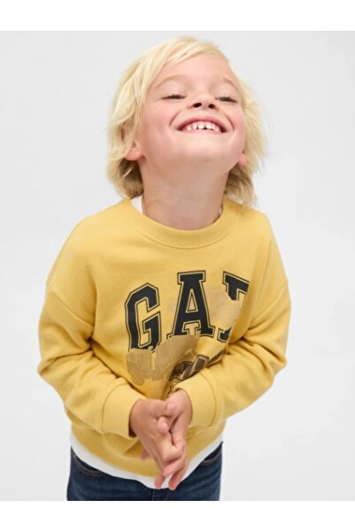 GAP Kids Gap Baby Boy Work Machine Printed Logo Sweatshirt 0-6 Years Yellow