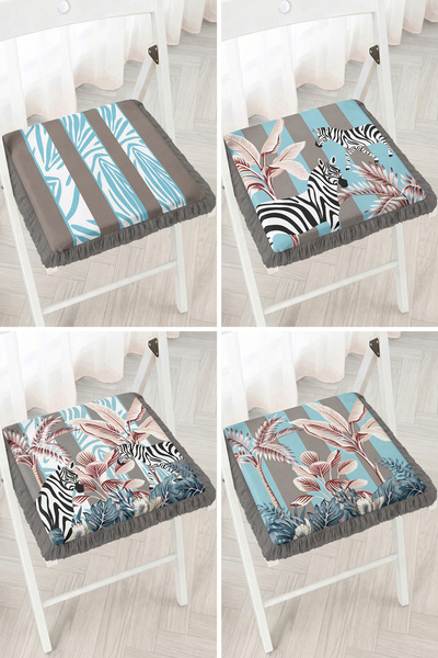 Realhomes Zebra Figured Tropical Leaf Patterned Turquoise and Gray Patchwork ...