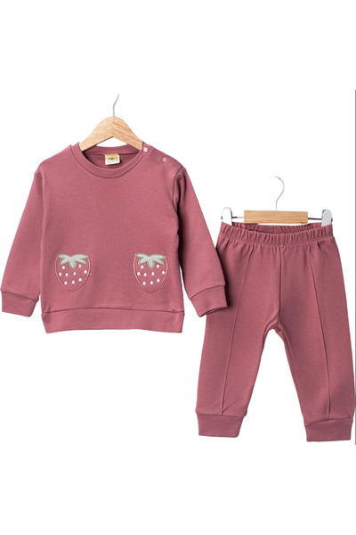air baby Baby Girl Seasonal 2-Piece Set Strawberry Embroidered Long Sleeve Co...