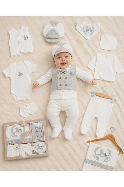 EDM Kidss 100% Cotton Baby Boy Hospital Discharge Set of 10 Pieces with Hat, ...