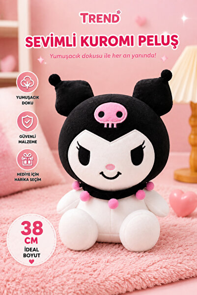 TREND Kuromi Peluş Oyuncak 38 CM – Yumuşak Sevimli Büyük Peluş Bebek, Hediye Oyuncak