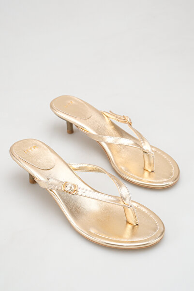 meyra'nın ayakkabıları Women's Flip-Flop Detailed Buckle Heeled Sandals Gold ...