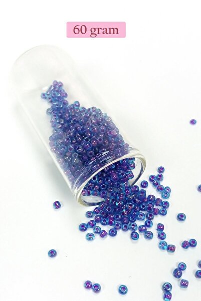 Generic Brand Bulk glass sand beads (8/0) 3 mm - 60 grams - transparent blue ...