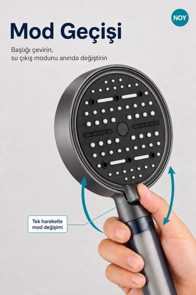 NOY Duş Başlığı Seti Filtreli Duş Başlığı 6 Fonksiyonlu 5 Yedek Filtre Hediyeli Premium Serisi
