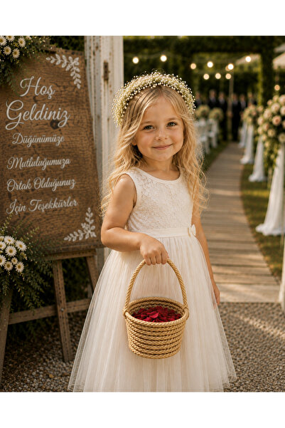 ÖRGÜM Mini Wedding Basket Engagement Promise Basket Rose Leaves Are Not Included