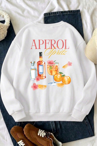 uyguntarz Unisex Aperol Printed Crew Neck Sweatshirt