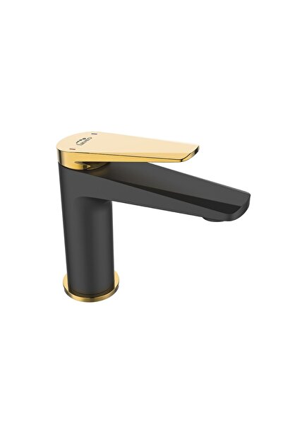Laveo Baterie lavoar, Rubio, cu ventil click-clack, montare pe blat, negru au...