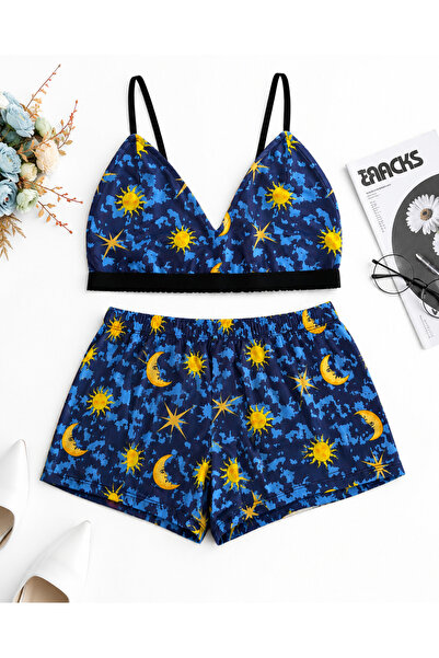 the DIFFerent Sun and Moon Patterned Shorts Bralet Set